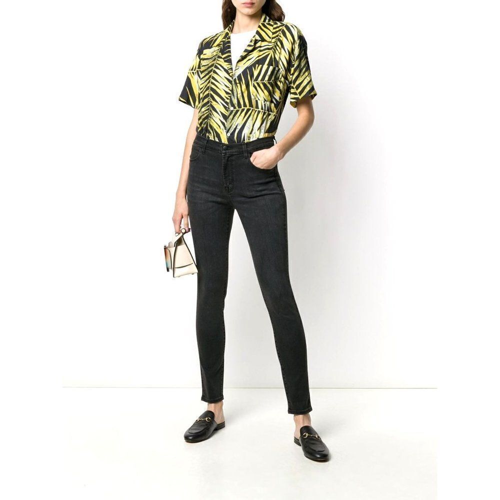 J Brand Women's Black Maria High Rise Denim Skinny Jeans Dark Wash Size 24